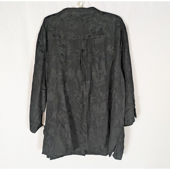 NWT Erin by Erin London Jacket 3X Women's Black Jacquard Button Down Swing Linen - Picture 4 of 7